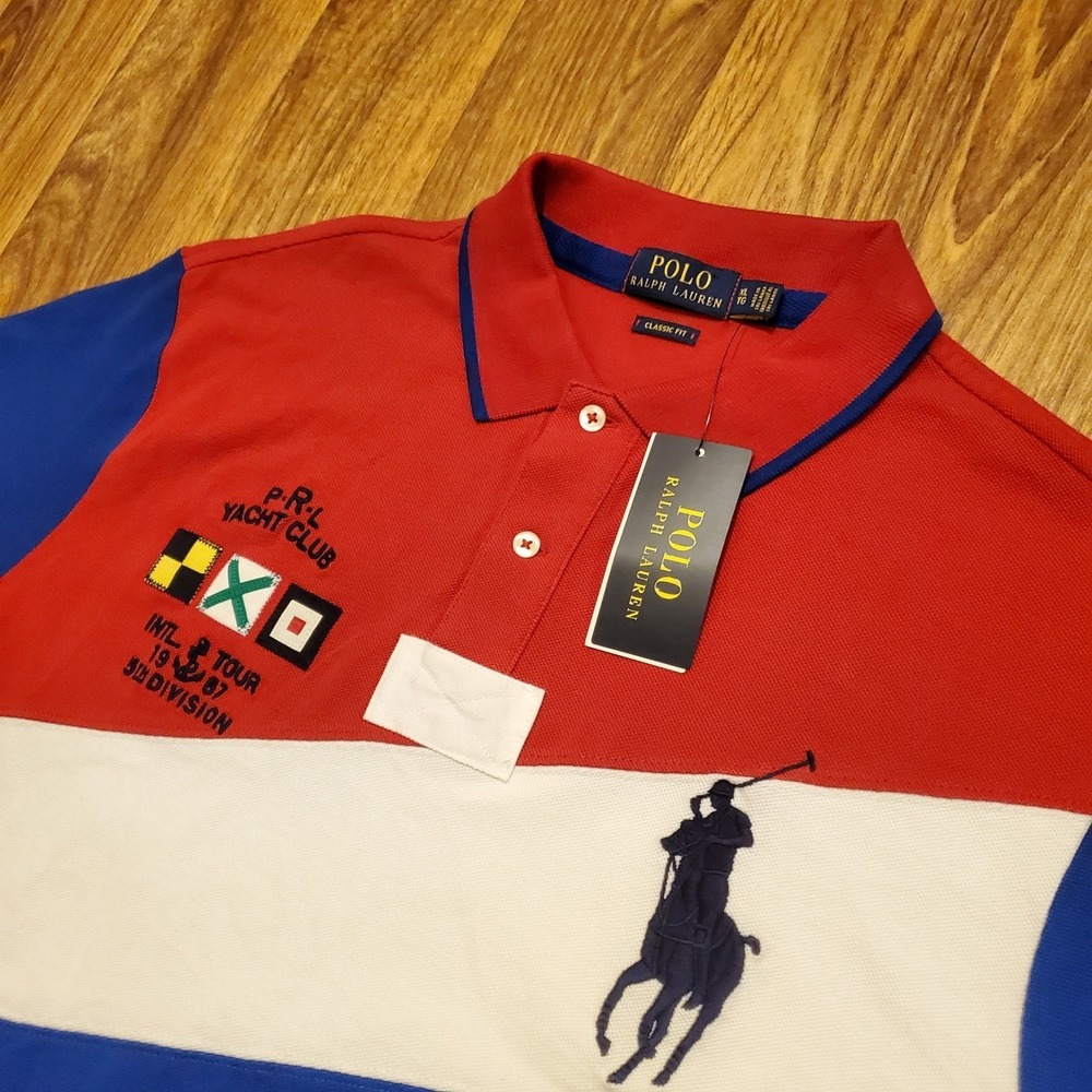 Polo Ralph Lauren Polo Shirt Men XL Red Yacht Club Big Pony Classic Fit New